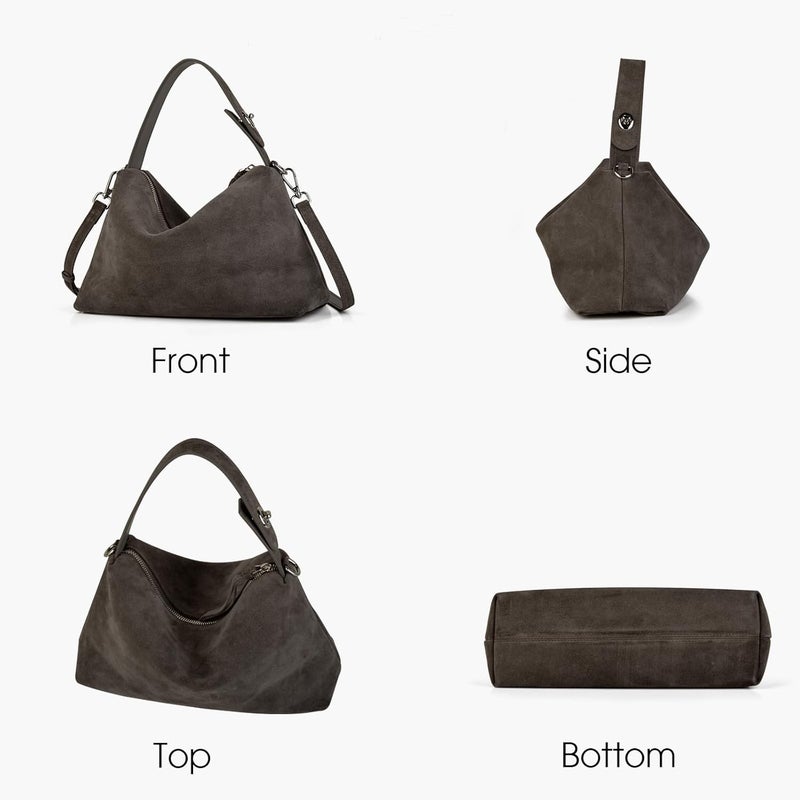 DONNAIN Premium Suede Leather Crossbody Bags for Women, Slouchy Suede Shoulder Bag with Adjustable Strap and Tote Handbag - Image 4